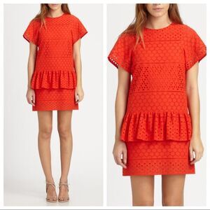 Thakoon Addition peplum eyelet lace cotton dress 0